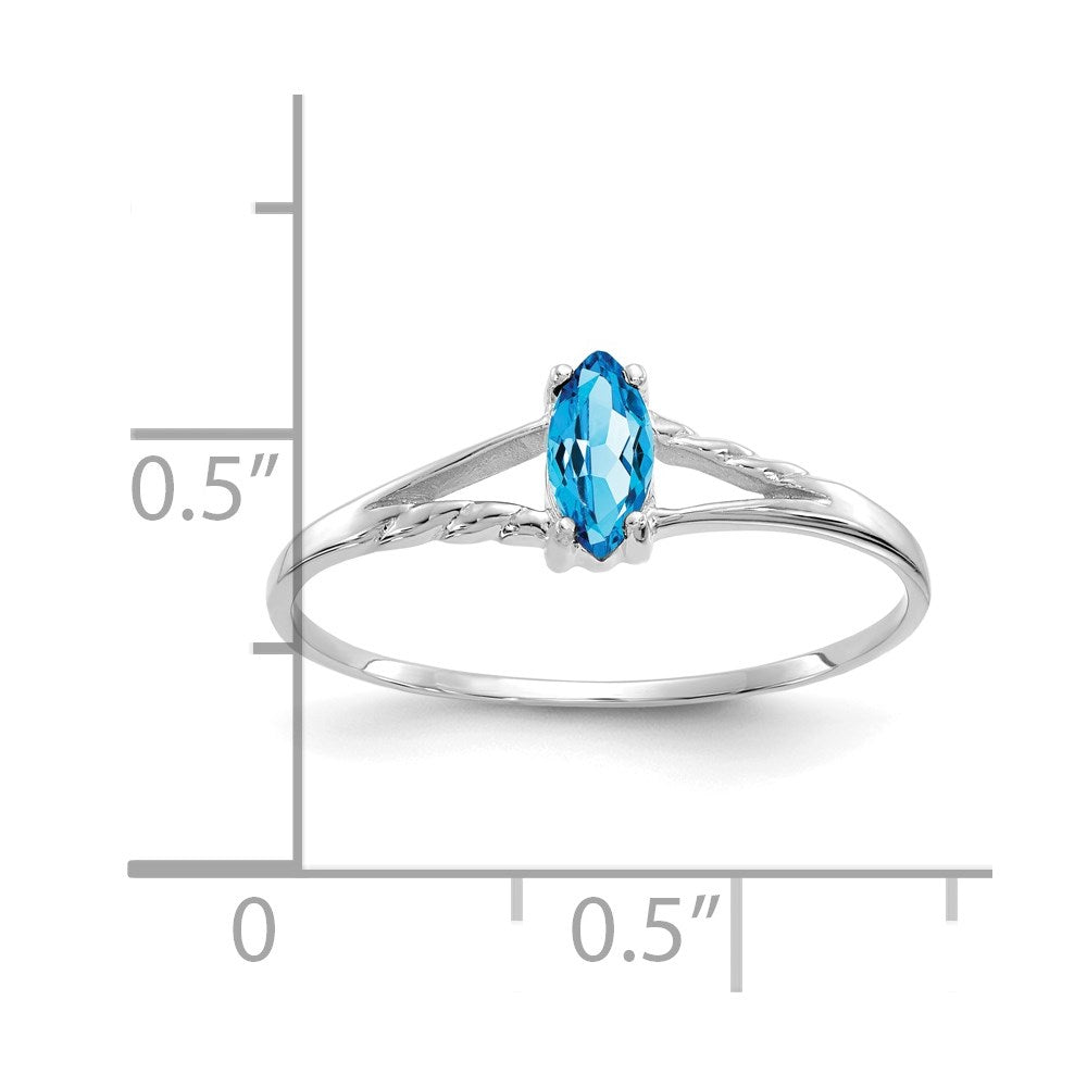 14k White Gold Blue Topaz Birthstone Ring