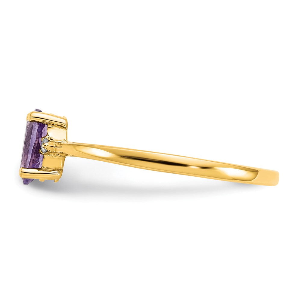 14k Diamond & Amethyst Birthstone Ring