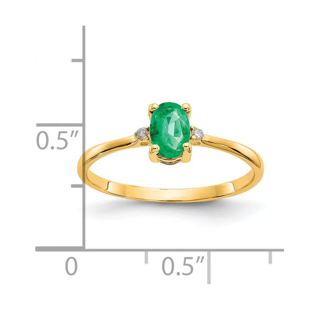 14k Diamond & Emerald Birthstone Ring