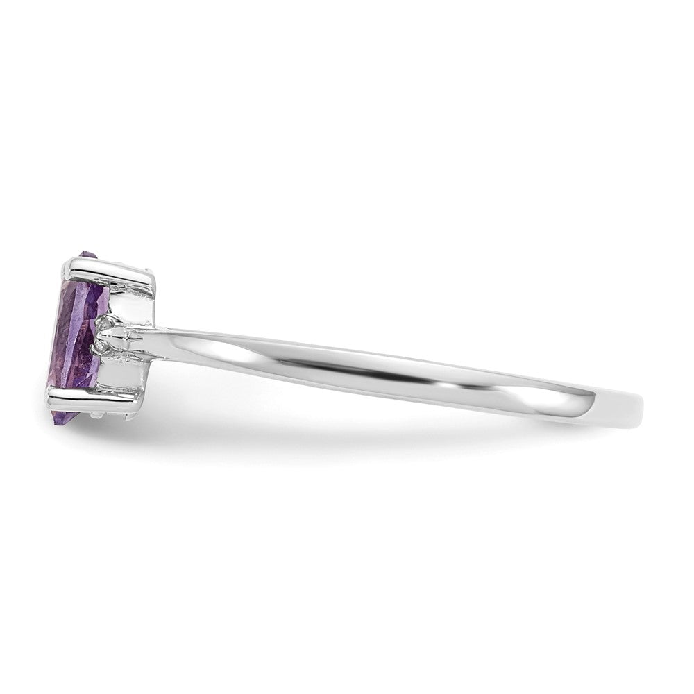 14k White Gold Diamond & Amethyst Birthstone Ring