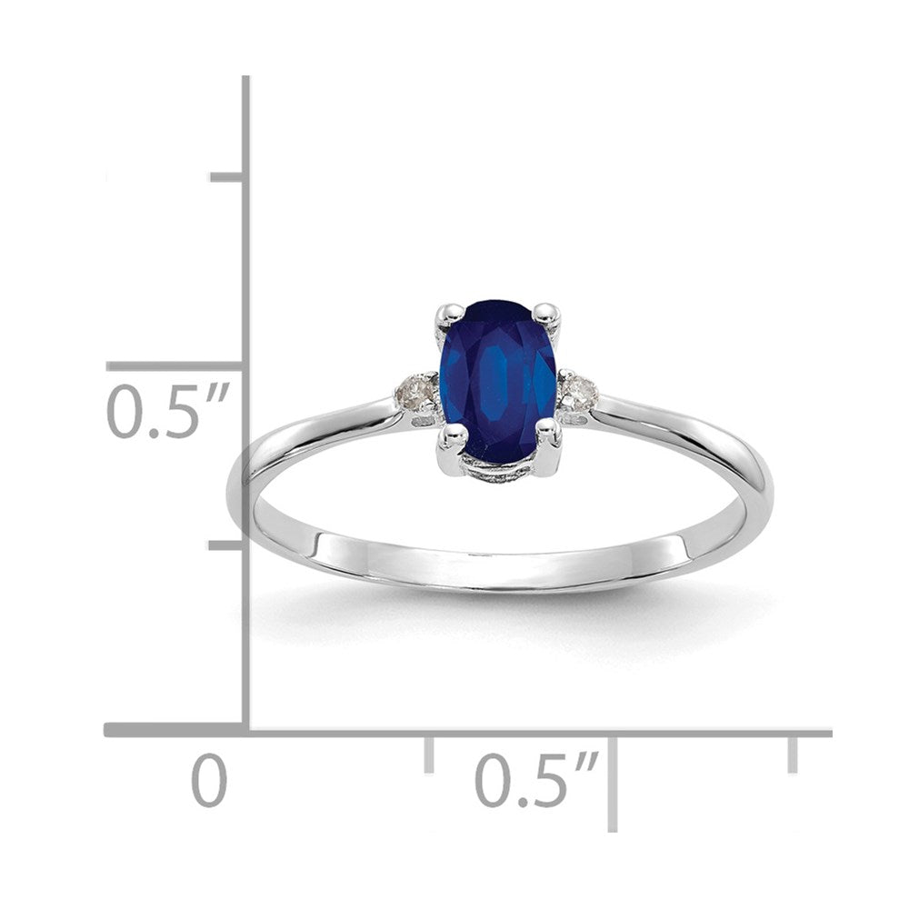 14k White Gold Diamond & Sapphire Birthstone Ring