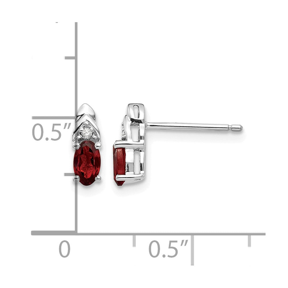 14k White Gold Garnet and Diamond Post Earrings