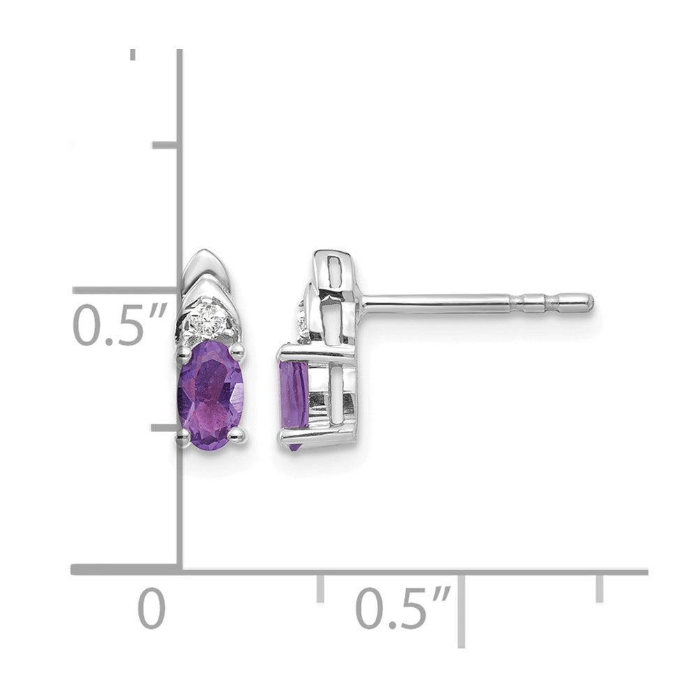 14k White Gold Amethyst and Diamond Post Earrings