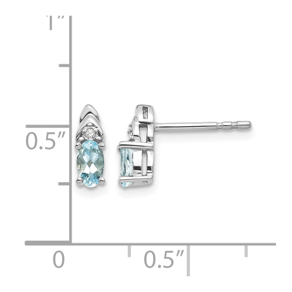 14k White Gold Aquamarine and Diamond Post Earrings