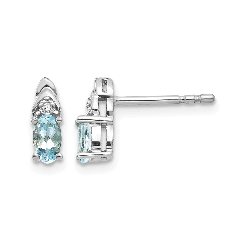 14k White Gold Aquamarine and Diamond Post Earrings