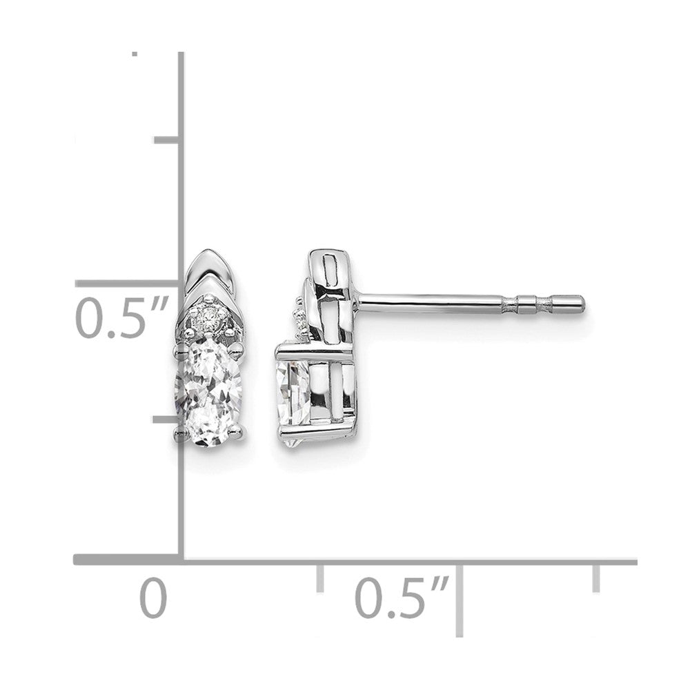 14k White Gold White Topaz and Diamond Post Earrings
