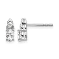 14k White Gold White Topaz and Diamond Post Earrings
