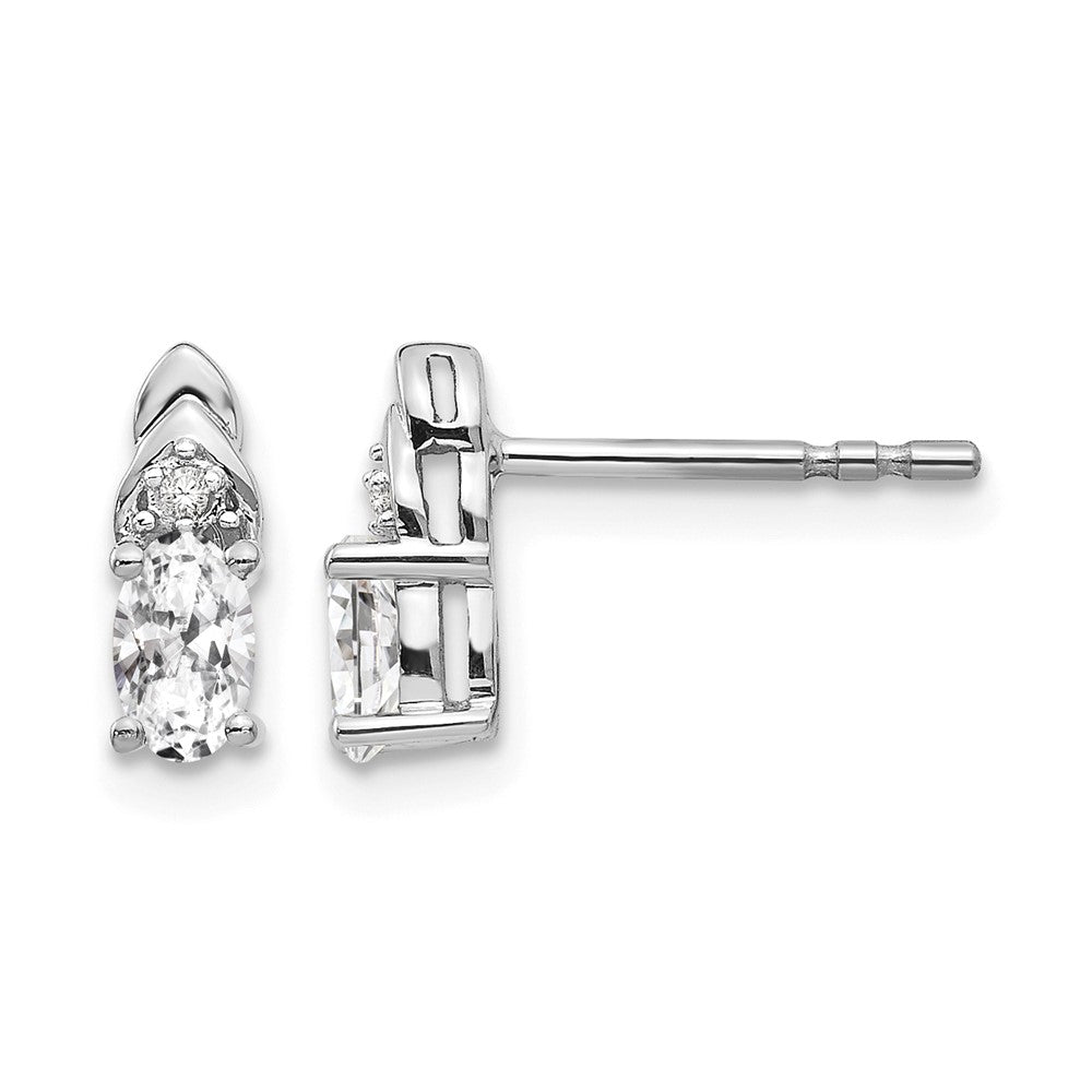 14k White Gold White Topaz and Diamond Post Earrings