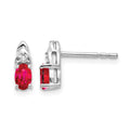 14k White Gold Ruby and Diamond Post Earrings