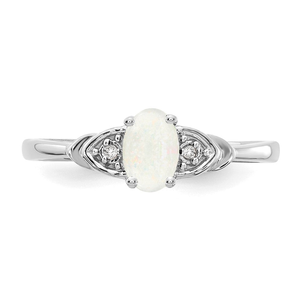14k White Gold Opal and Diamond Ring