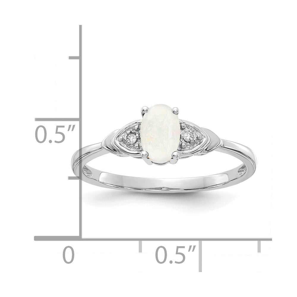 14k White Gold Opal and Diamond Ring