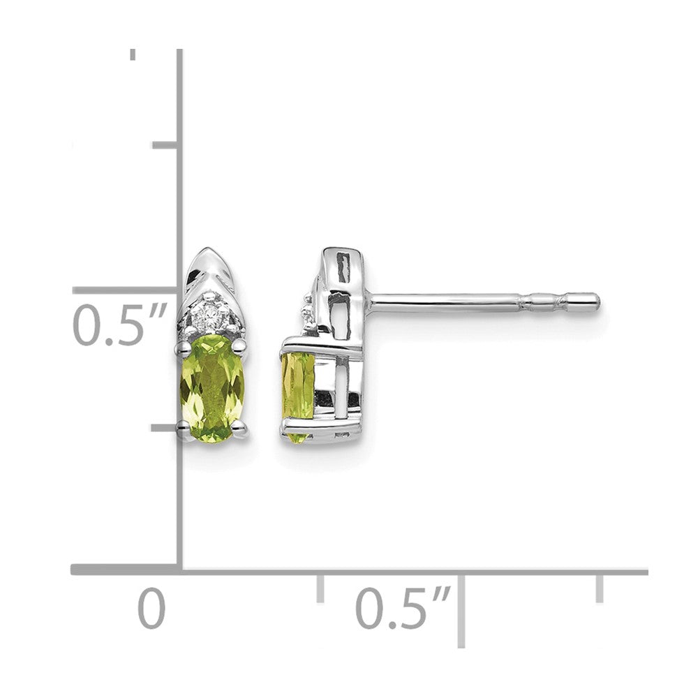 14k White Gold Peridot and Diamond Post Earrings