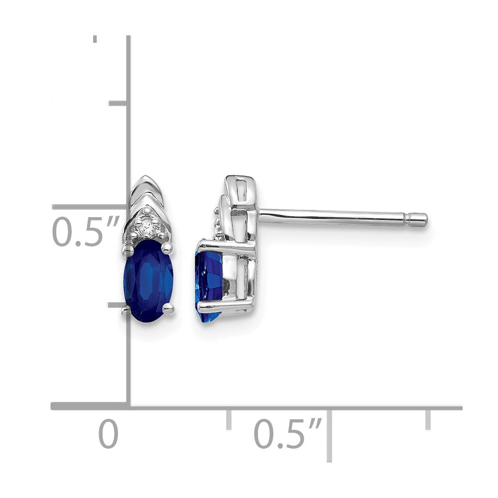 14k White Gold Sapphire and Diamond Post Earrings