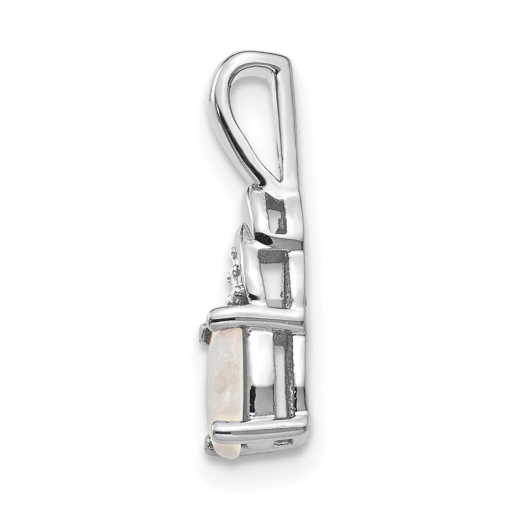 14k White Gold Opal and Diamond Pendant