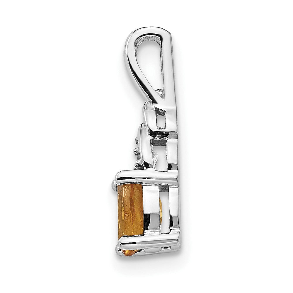 14k White Gold Citrine and Diamond Pendant