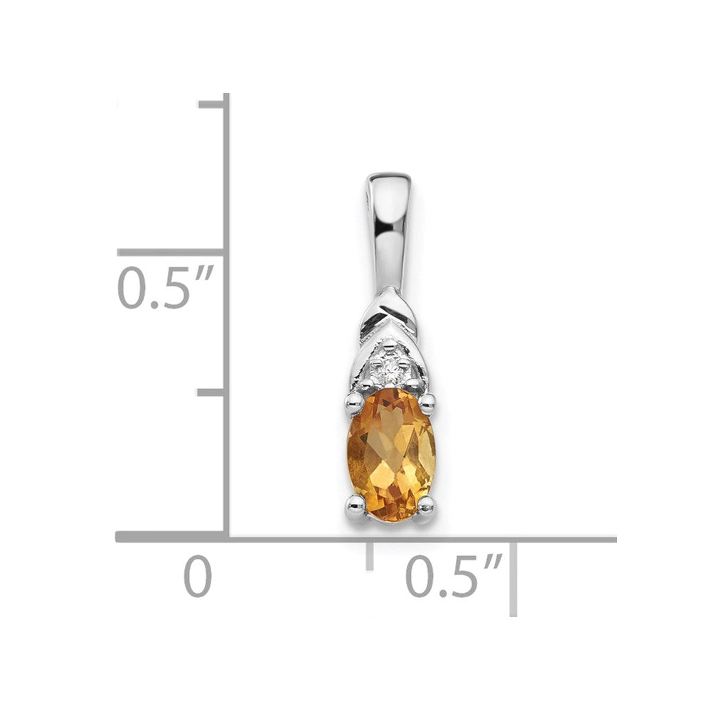 14k White Gold Citrine and Diamond Pendant