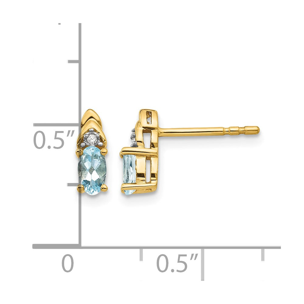 14k Aquamarine and Diamond Earrings