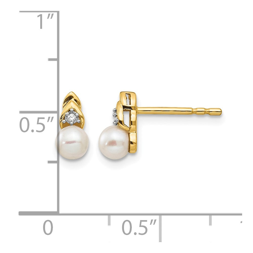 14k FW Cultured Pearl and Diamond Earrings