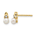 14k FW Cultured Pearl and Diamond Earrings