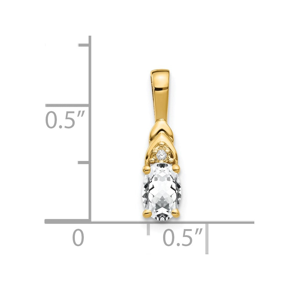 14k White Topaz and Diamond Pendant