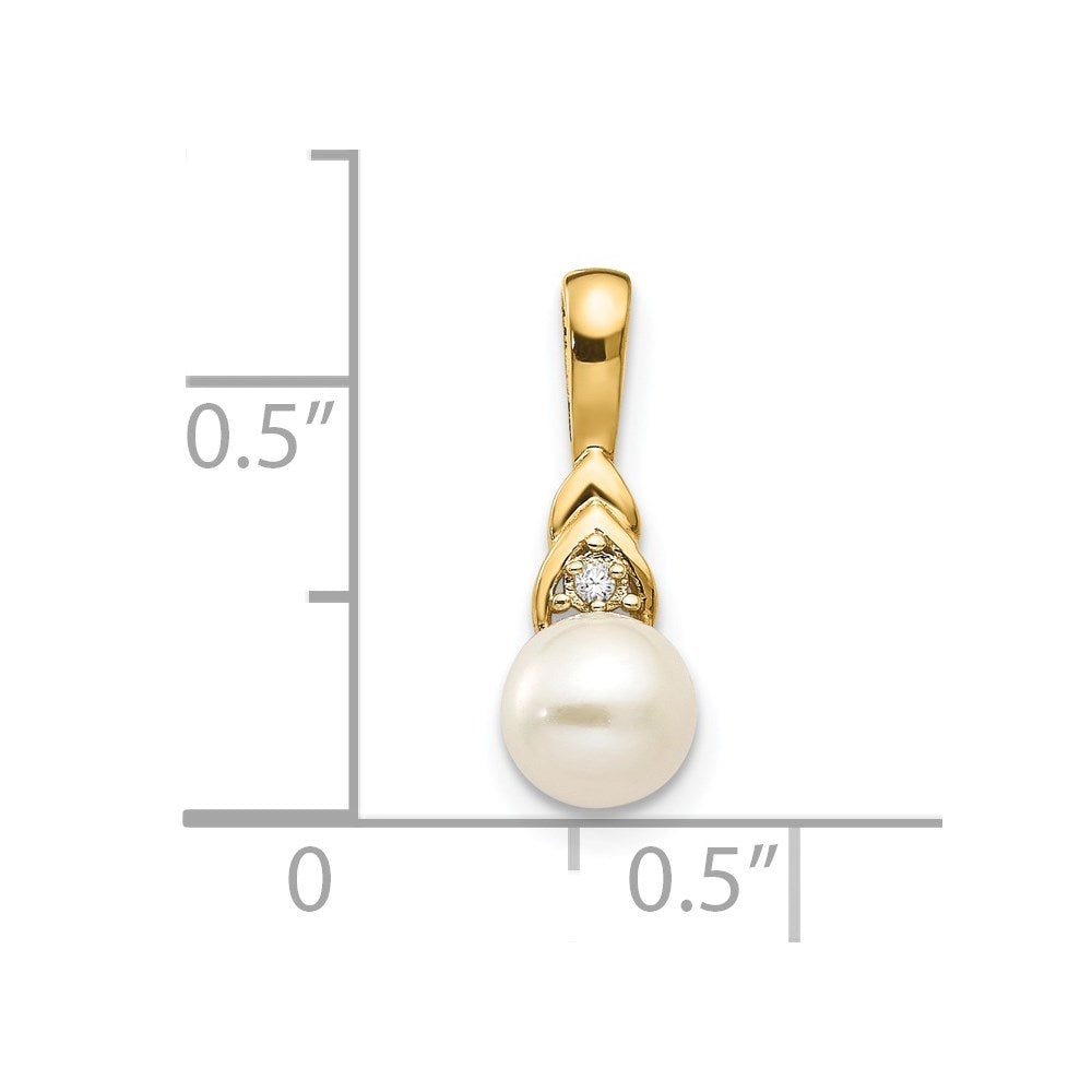 14k FW Cultured Pearl and Diamond Pendant