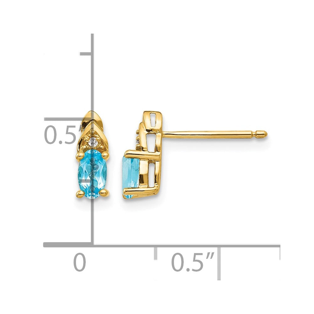14k Blue Topaz and Diamond Earrings