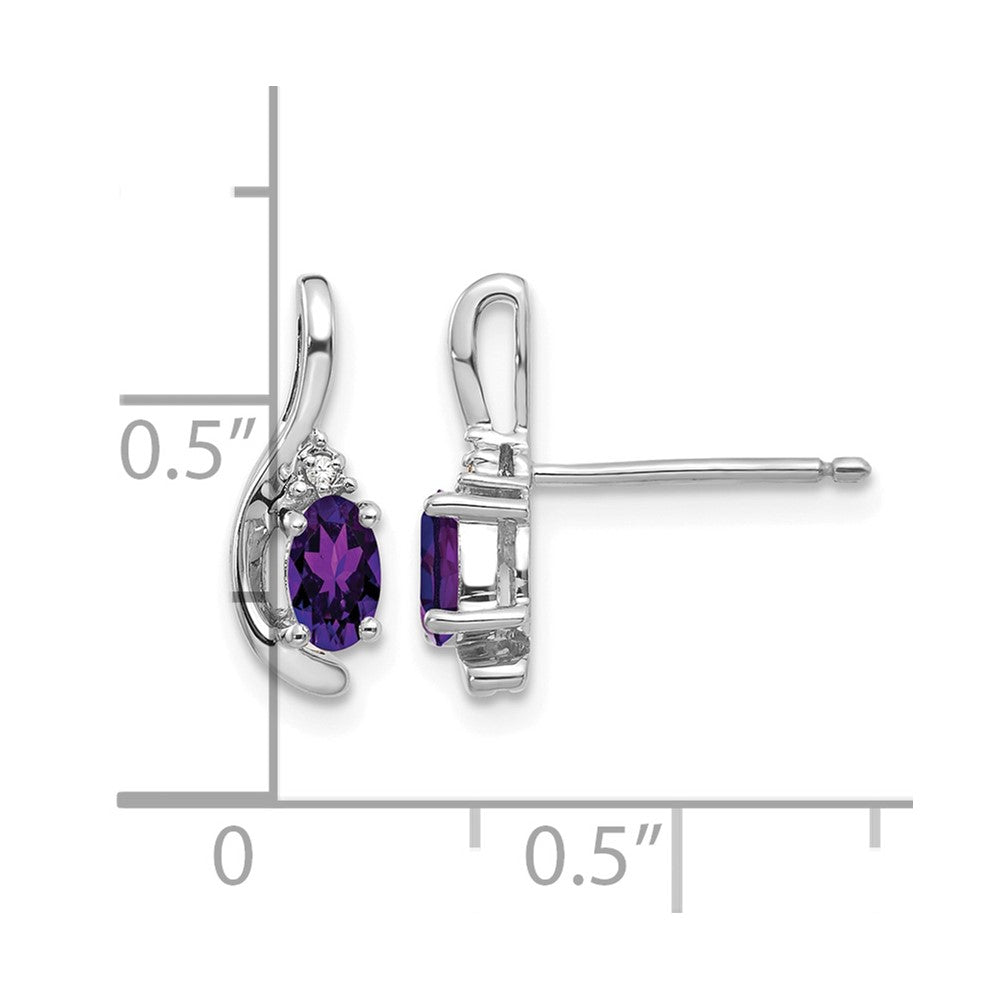 14k White Gold Amethyst and Diamond Post Earrings