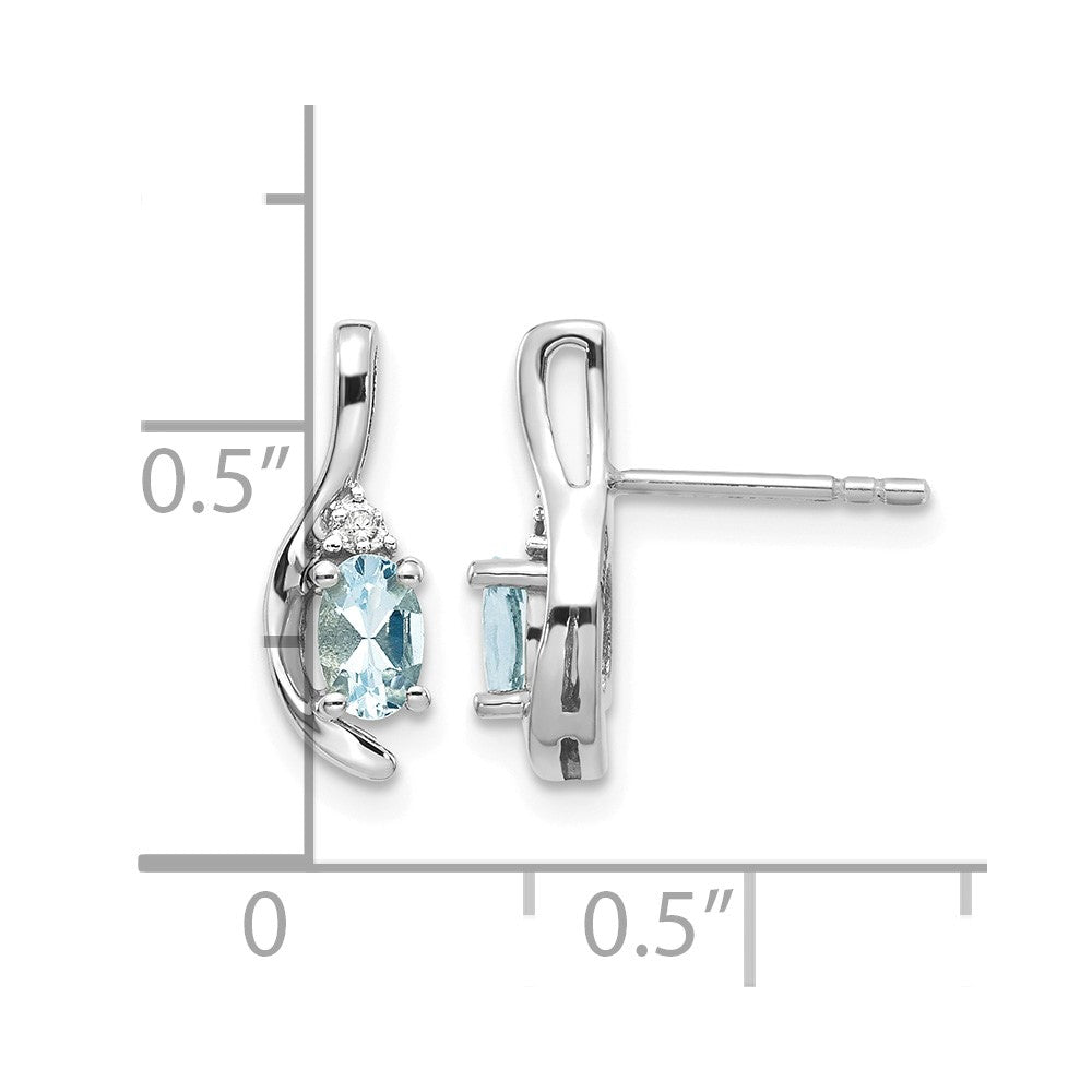 14k White Gold Aquamarine and Diamond Post Earrings