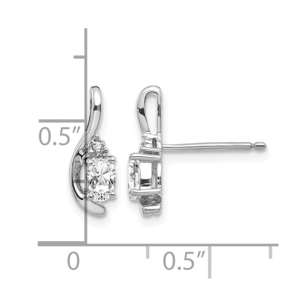 14k White Gold White Topaz and Diamond Post Earrings