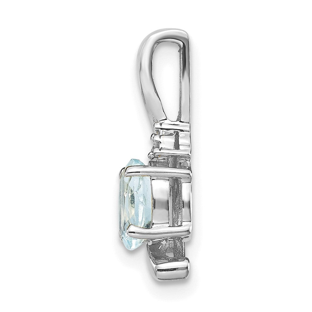 14k White Gold Aquamarine and Diamond Pendant