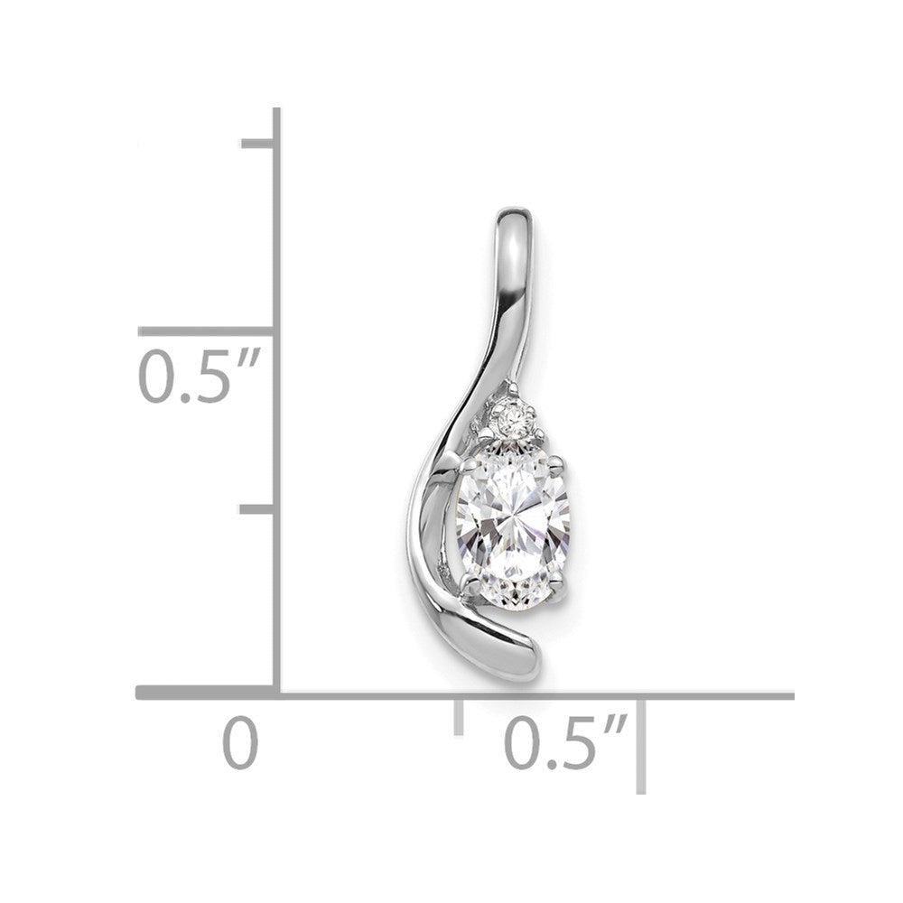 14k White Gold White Topaz and Diamond Pendant
