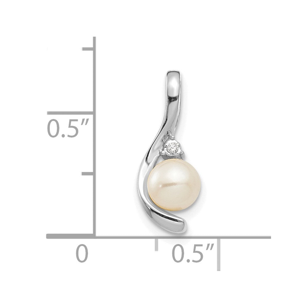 14k White Gold FW Cultured Pearl and Diamond Pendant