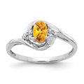 14k White Gold Citrine and Diamond Ring