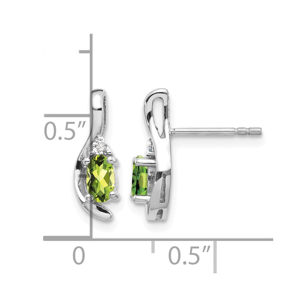 14k White Gold Peridot and Diamond Post Earrings