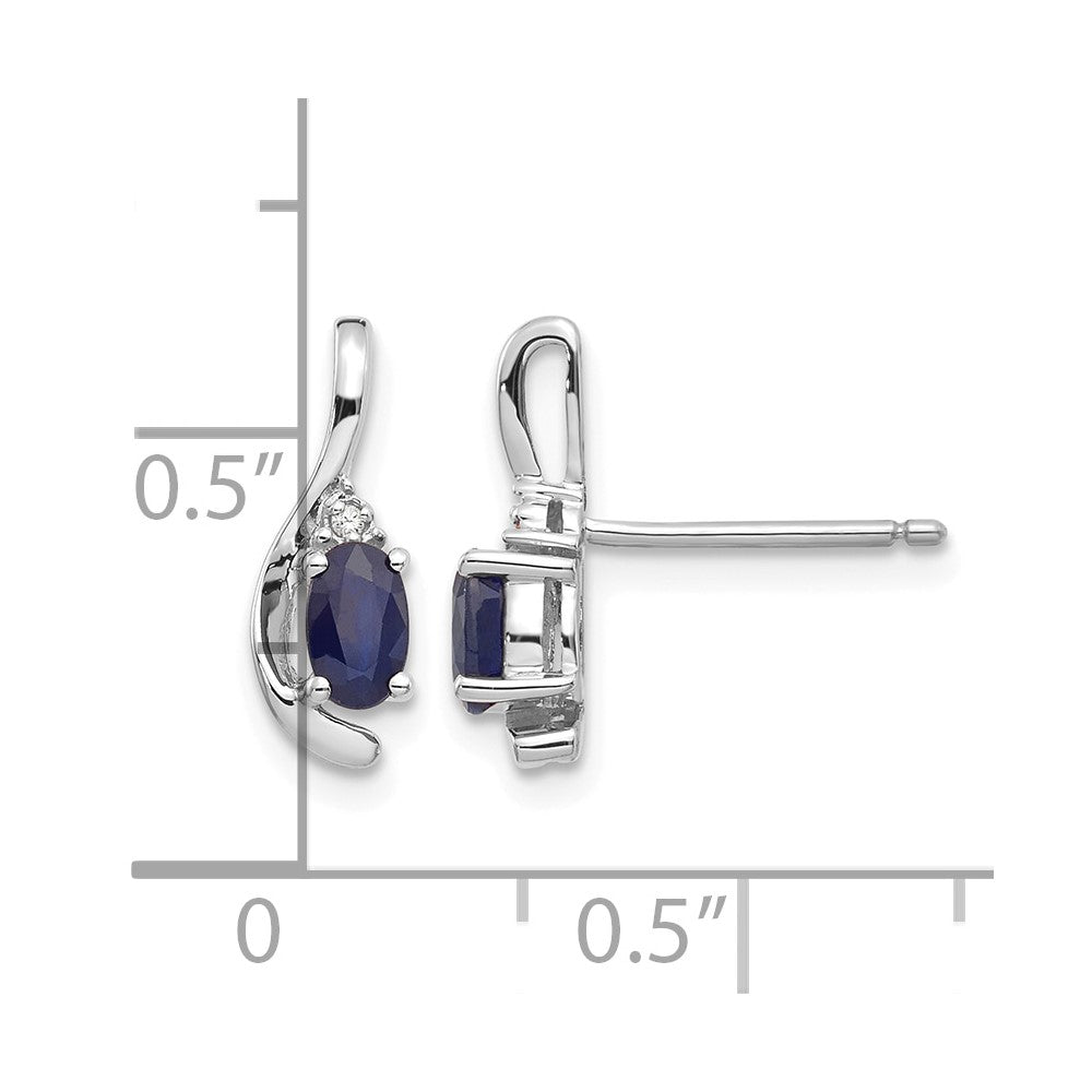 14k White Gold Sapphire and Diamond Post Earrings