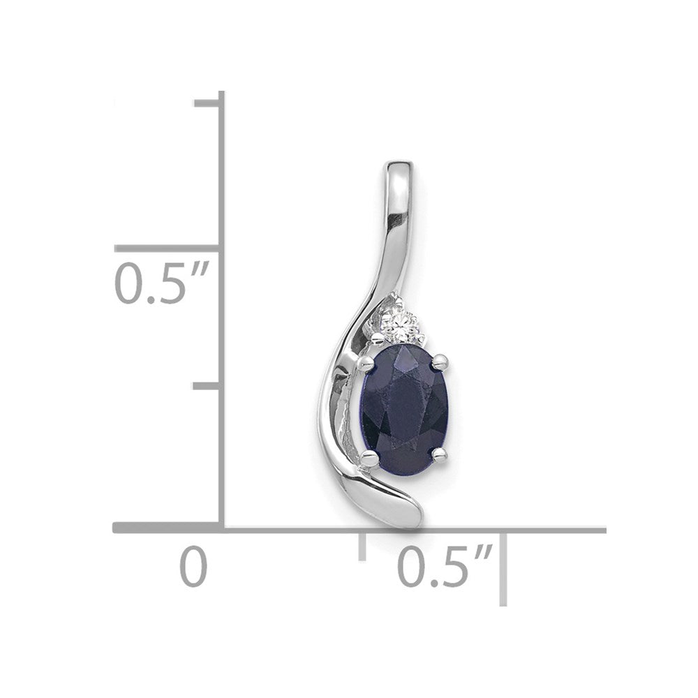14k White Gold Sapphire and Diamond Pendant