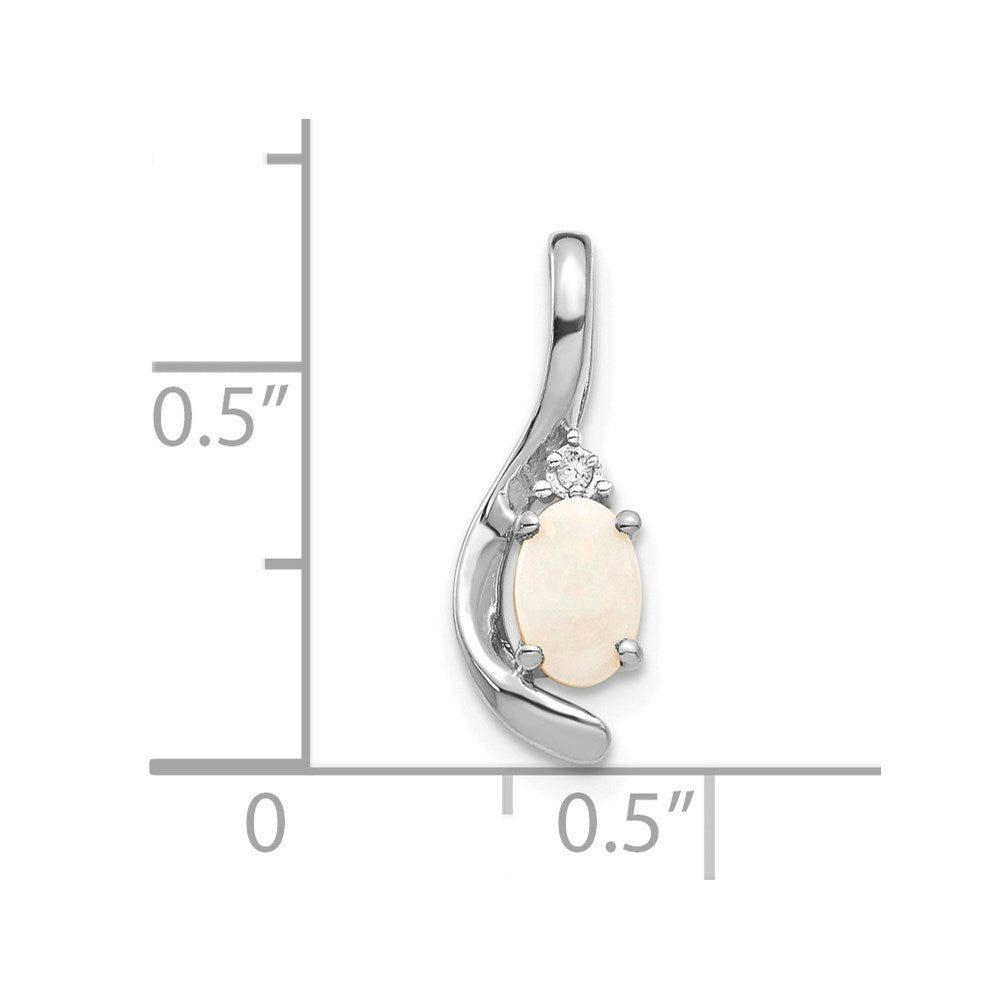 14k White Gold Opal and Diamond Pendant