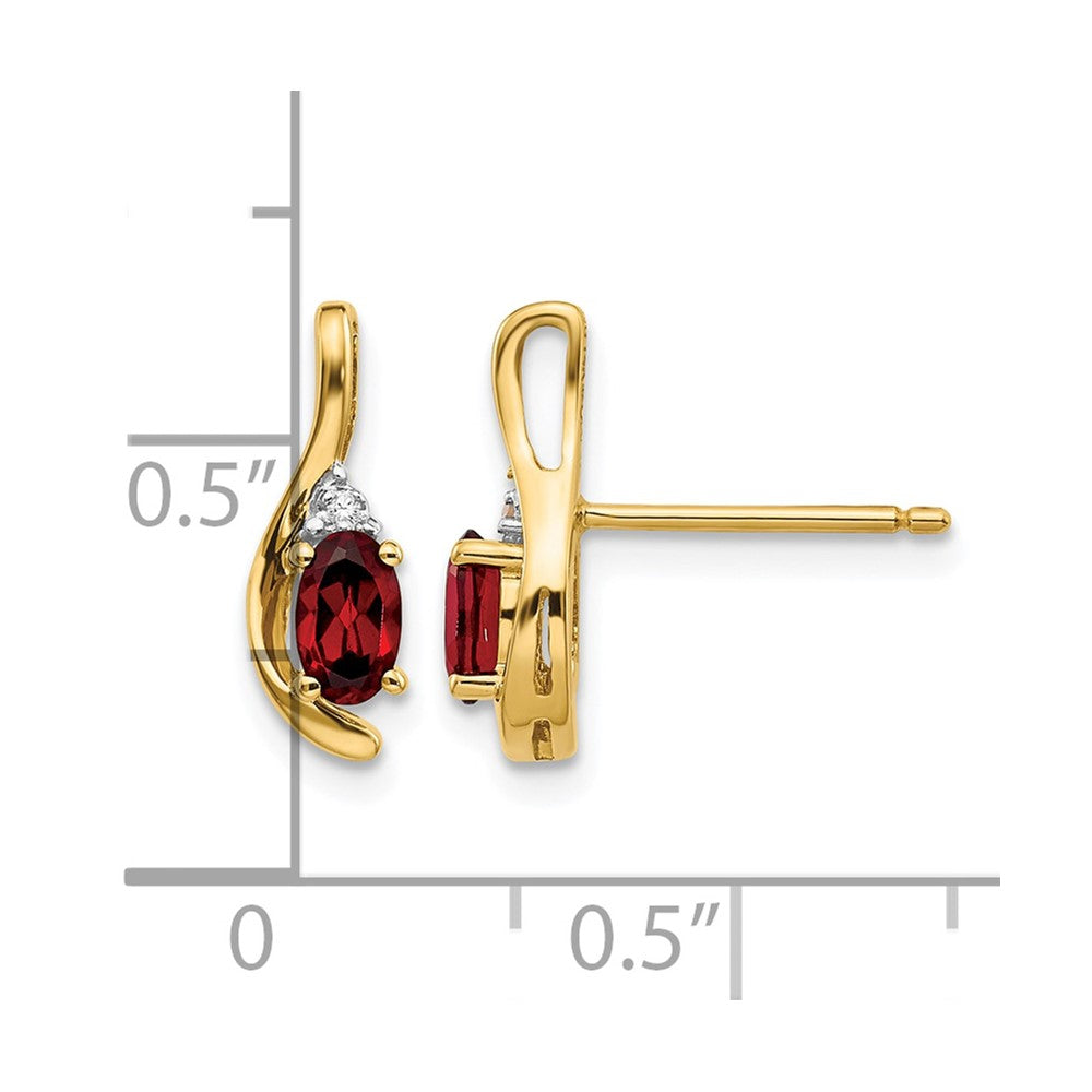 14k Garnet and Diamond Post Earrings