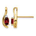 14k Garnet and Diamond Post Earrings
