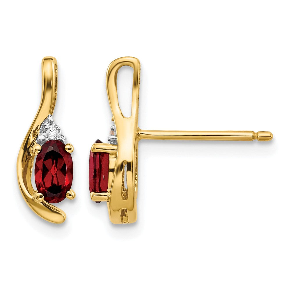 14k Garnet and Diamond Post Earrings