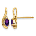 14k Amethyst and Diamond Post Earrings