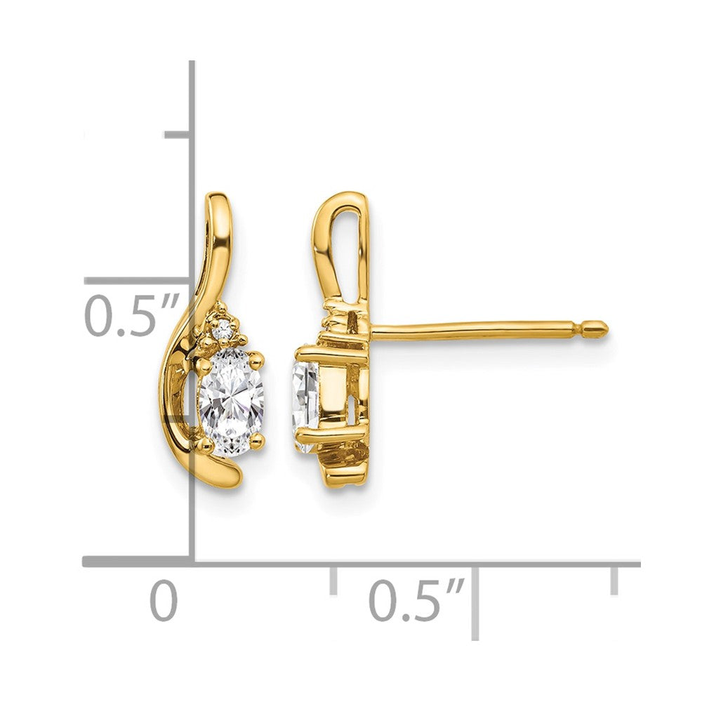 14k White Topaz and Diamond Post Earrings