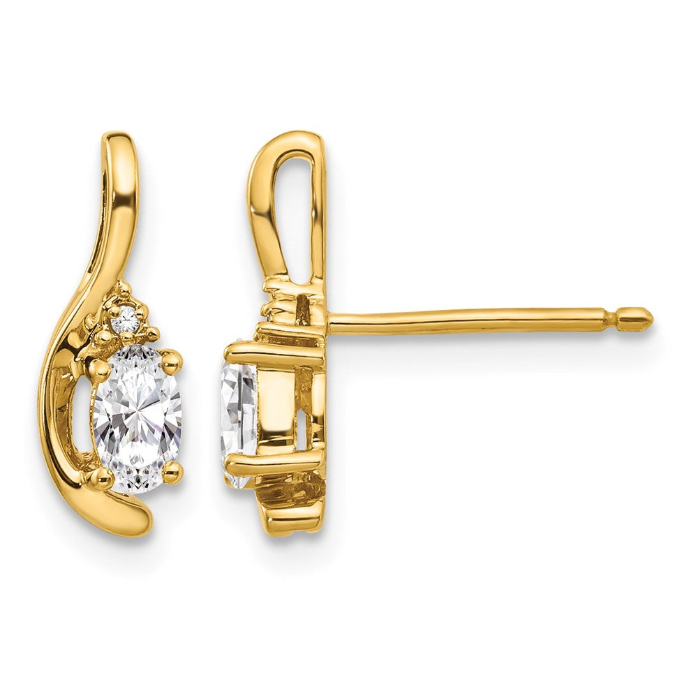 14k White Topaz and Diamond Post Earrings