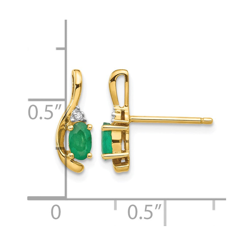 14k Emerald and Diamond Post Earrings