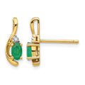 14k Emerald and Diamond Post Earrings