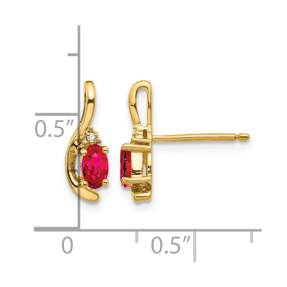 14k Ruby and Diamond Post Earrings
