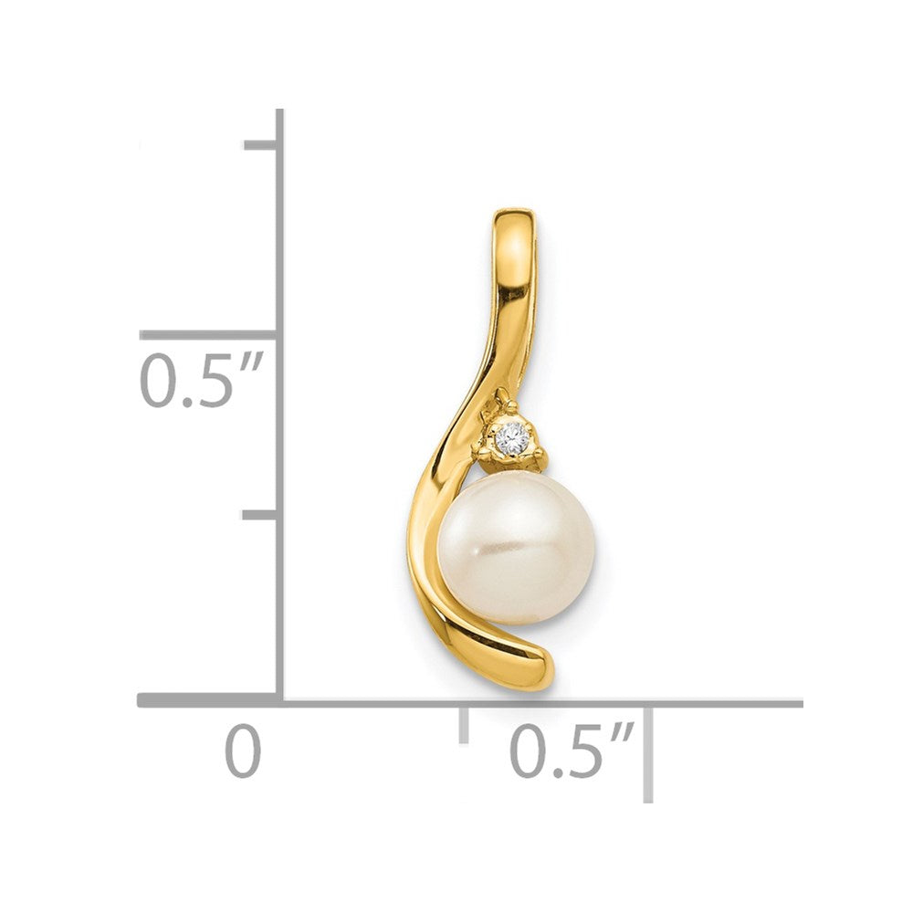 14k FW Cultured Pearl and Diamond Pendant
