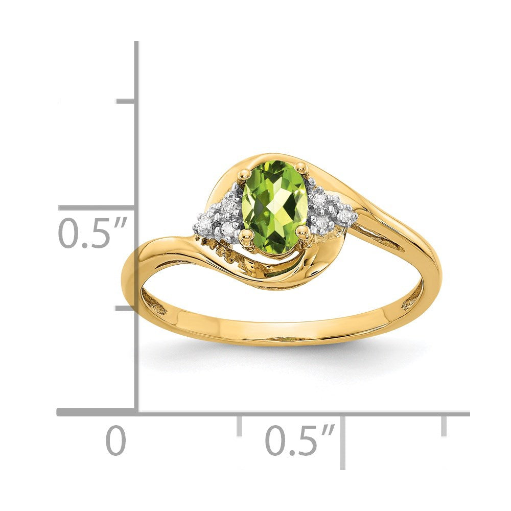 14k Peridot and Diamond Ring