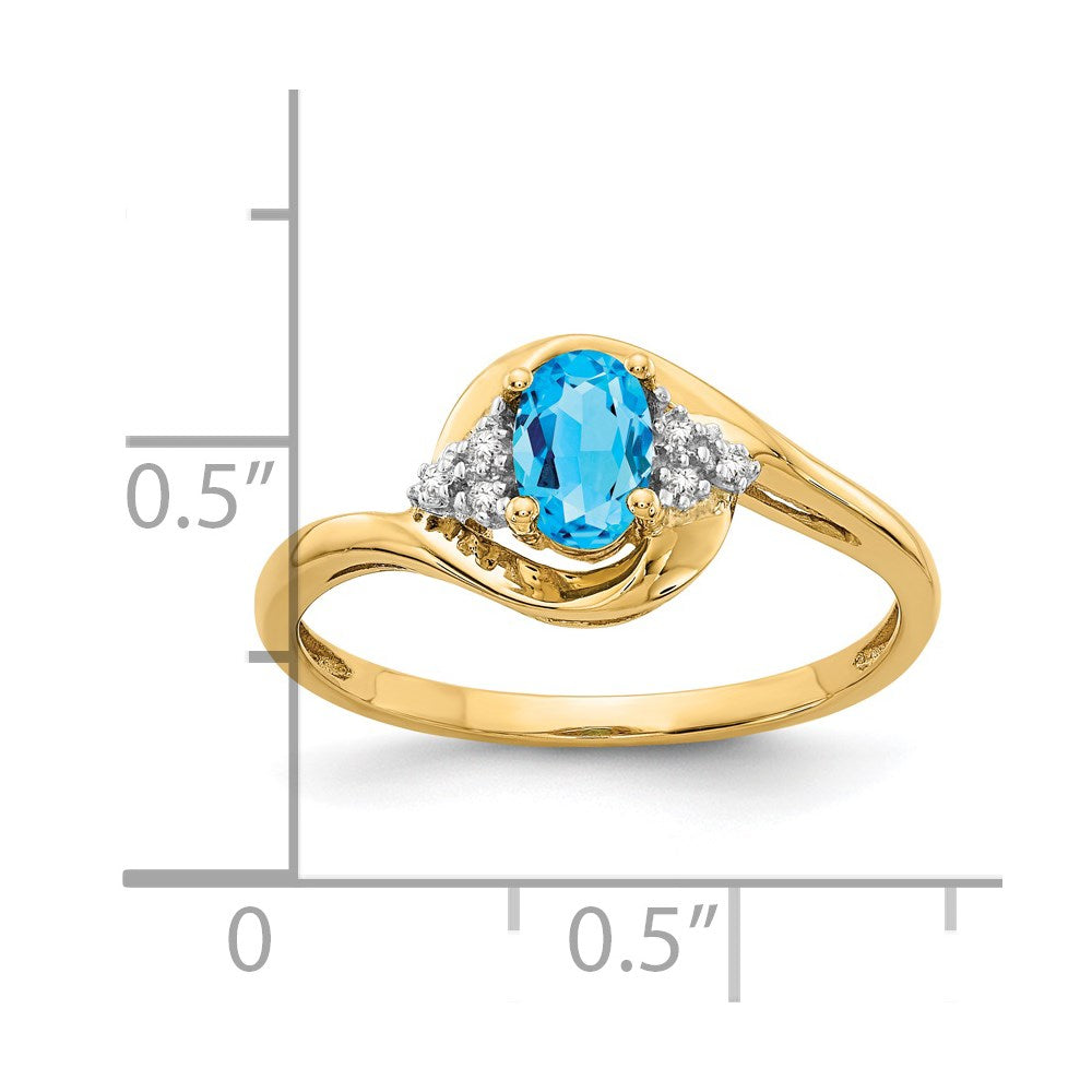 14k Blue Topaz and Diamond Ring
