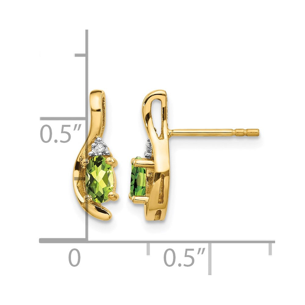 14k Peridot and Diamond Post Earrings